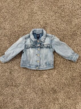 GAP Light Wash Ruffle Denim Jacket for Kids